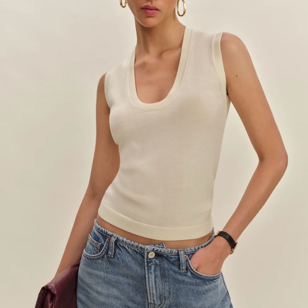 NWT REFORMATION Cream Sleeveless Knit Top